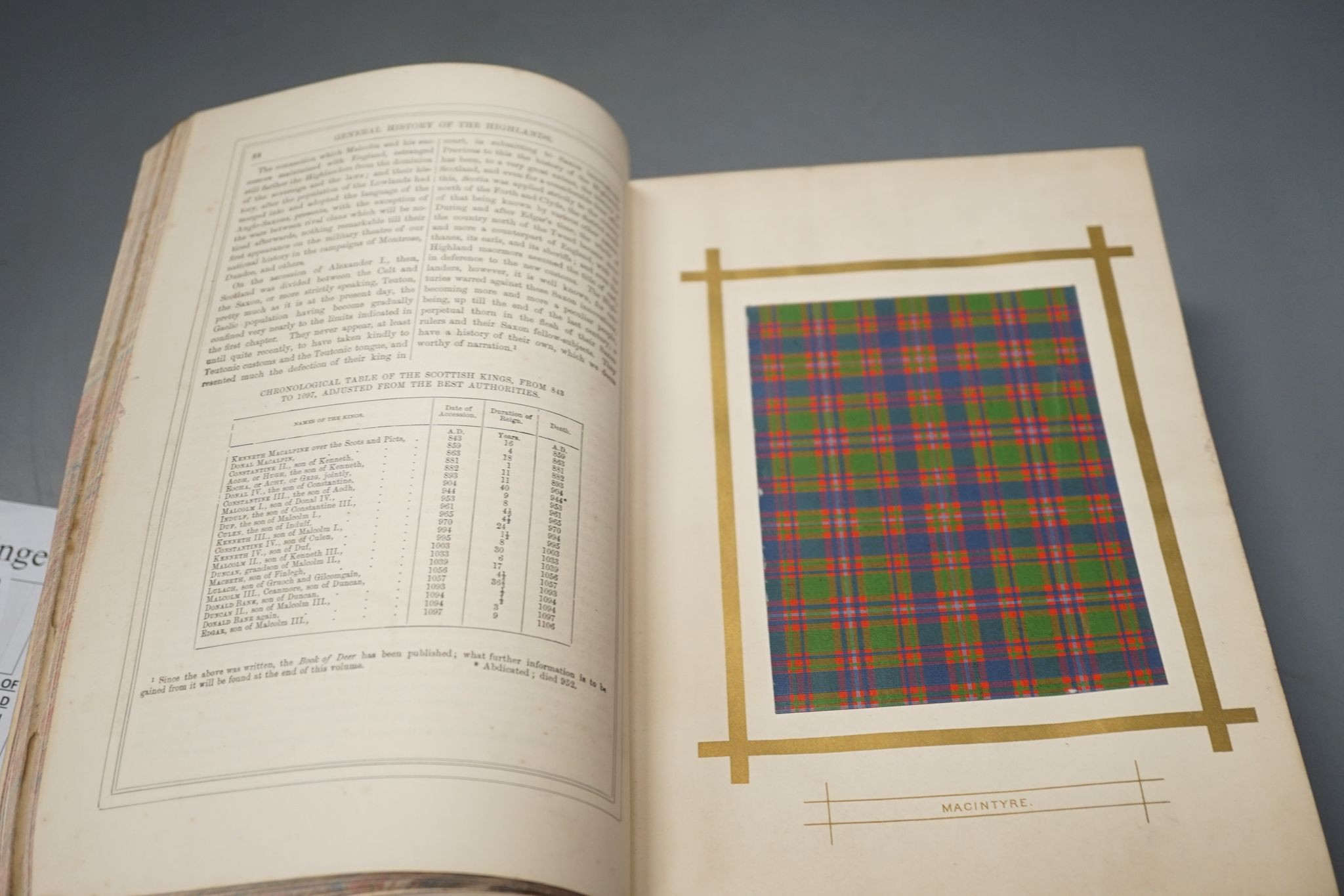 Keltie, John S. (editor) - A History of the Scottish Highlands, Highland Clans and Highland Regiments ... 2 vols, pictorial and printed titles, coloured and mounted cloth tartan plates